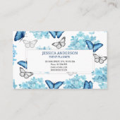 Dreamweaver Blue Hydrangea en Butterfly Event Plan Visitekaartje (Achterkant)