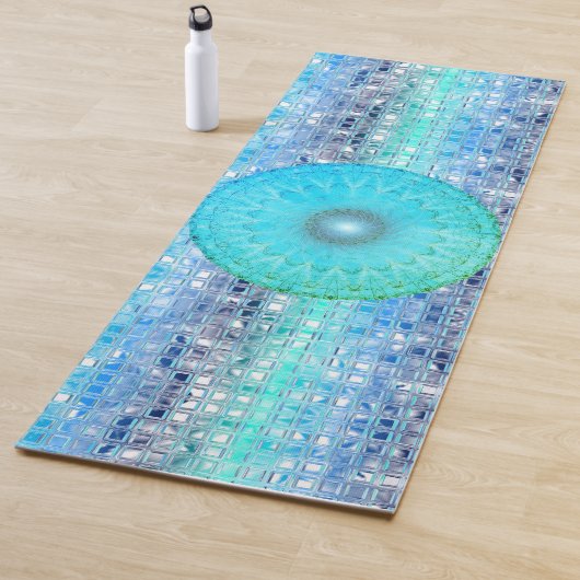 Dreamweaver Blue Mandala op Shimmery-Tegels Yogamat (In situ)