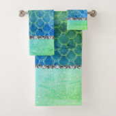 Dreamweaver Blue Mermaid Diamond Bling Bad Handdoek (Insitu)