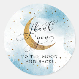 Dreamweaver Blue over de Moon Boy Birthday Party Ronde Sticker