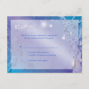 Dreamweaver Blue Tree Wedding RSVP Uitnodiging Briefkaart
