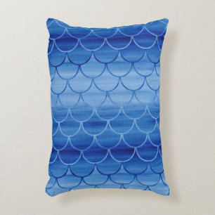 Dreamweaver Blue Waterverf Scale Pattern Decoratief Kussen