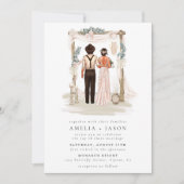 Dreamweaver Bohemian Beach Couple Wedding Invitati Kaart (Voorkant)