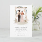 Dreamweaver Bohemian Beach Couple Wedding Invitati Kaart (Staand voorkant)