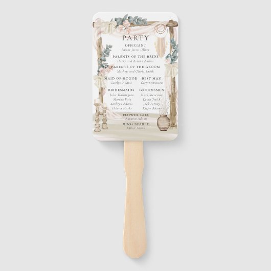 Dreamweaver Bohemian Beach Wedding Programme Handwaaier (Achterkant)