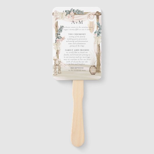 Dreamweaver Bohemian Beach Wedding Programme Handwaaier (Voorkant)