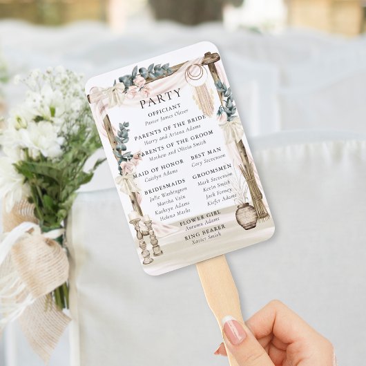 Dreamweaver Bohemian Beach Wedding Programme Handwaaier