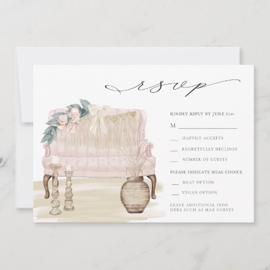 Dreamweaver Bohemian Beach Wedding RSVP Kaart (Voorkant)