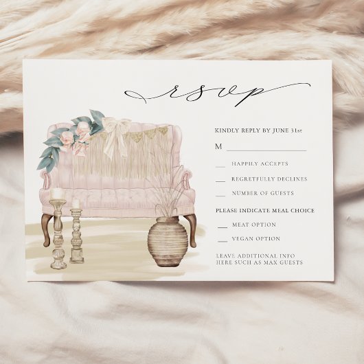 Dreamweaver Bohemian Beach Wedding RSVP Kaart