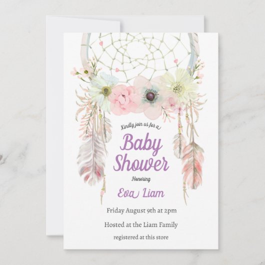 Dreamweaver Bohemianisme Baby shower Uitnodiging (Voorkant)