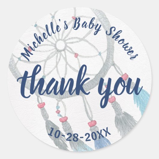 Dreamweaver Boho Baby shower Dank u wel Ronde Sticker (Voorkant)