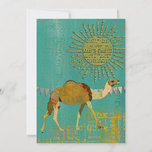 Dreamweaver Camel Baby shower Sunshine Blauwgroen  Kaart (Voorkant)