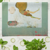 Dreamweaver Camel Monogram Turqoise & White Towel Theedoek (Gevouwen)