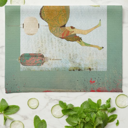 Dreamweaver Camel Monogram Turqoise & White Towel Theedoek (Gevouwen)