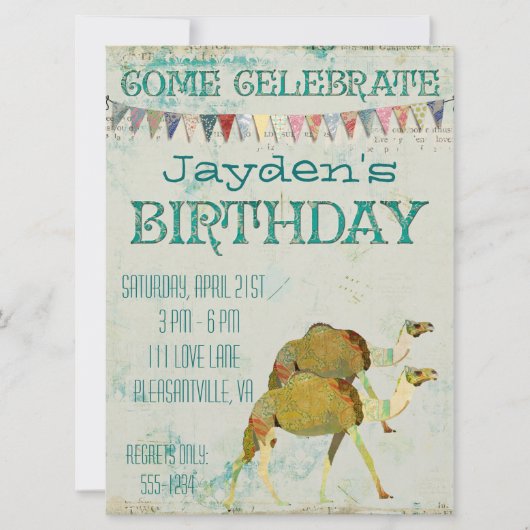 Dreamweaver Camels Birthday Uitnodiging (Voorkant)