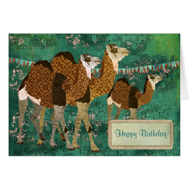 Dreamweaver Camels  Jade Birthday Card (Voorkant Horizontaal)