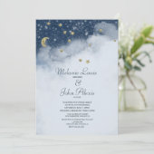 Dreamweaver Clouds Constellation Gold Foil Wedding Kaart (Staand voorkant)