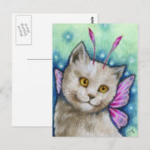 Dreamweaver - Cute Russian Blue Cat Fairy Art Briefkaart (Voorkant / Achterkant)