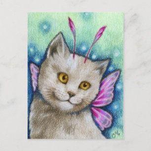 Dreamweaver - Cute Russian Blue Cat Fairy Art Briefkaart