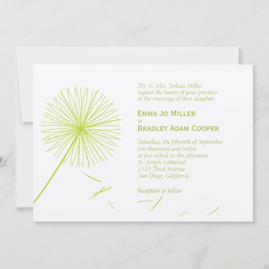 Dreamweaver Dandelion Wedding Invitation - Meadow  Kaart (Voorkant)
