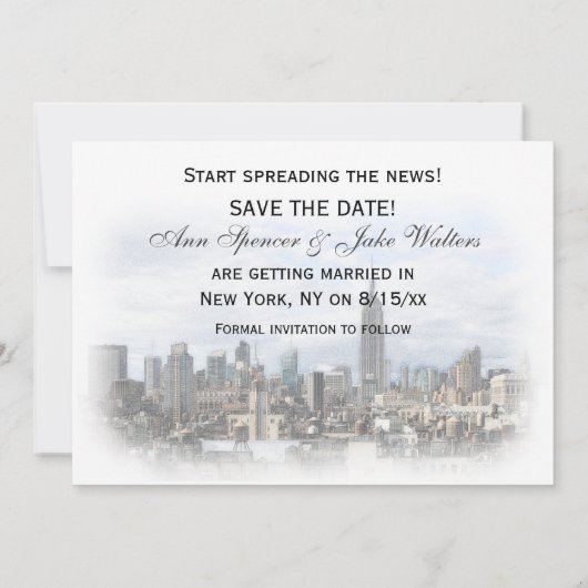 Dreamweaver Dk Grey NYC Skyline Save the Date H Kaart (Achterkant)