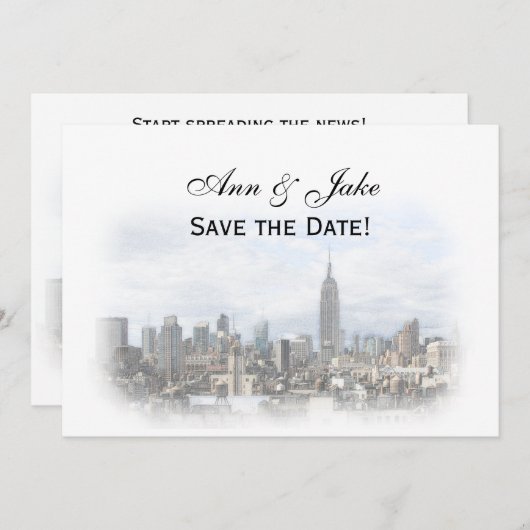 Dreamweaver Dk Grey NYC Skyline Save the Date H Kaart (Voorkant / Achterkant)