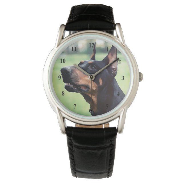 Dreamweaver Doberman Pinscher Face Painting Horloge (Voorkant)
