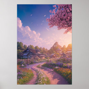 Dreamweaver Dusk: Een Serene Countryside Scene Poster