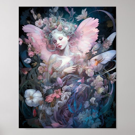 Dreamweaver Fairy Girl Pink Blue Fantasy Art Poster (Voorkant)