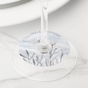Dreamweaver Floral Blue ⎢ Wedding Wine Glass Label