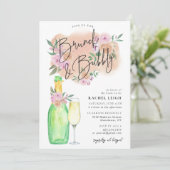Dreamweaver Floral Brunch en Bubble Vrijgezellenfe Kaart (Staand voorkant)