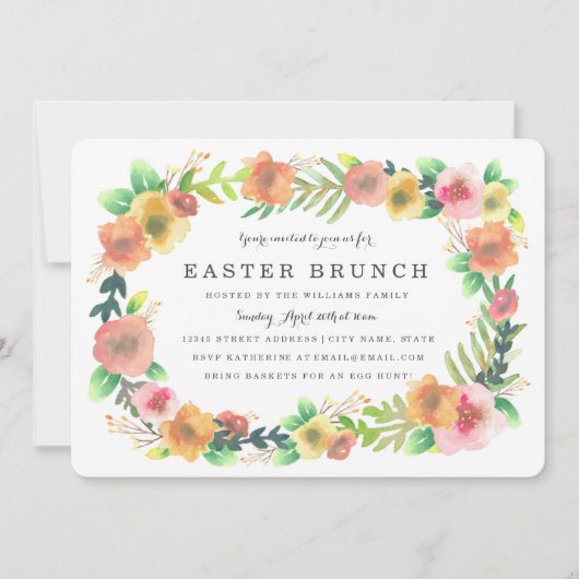Dreamweaver Floral Easter Brunch Kaart (Voorkant)
