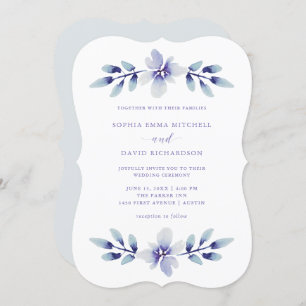 Dreamweaver Floral   Paarse en blauwe bruiloft Kaart
