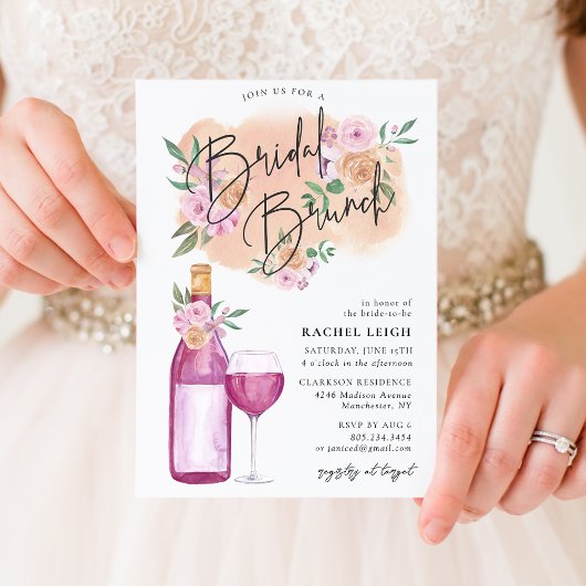 Dreamweaver Floral Wine Bridal Brunch Invitation Kaart