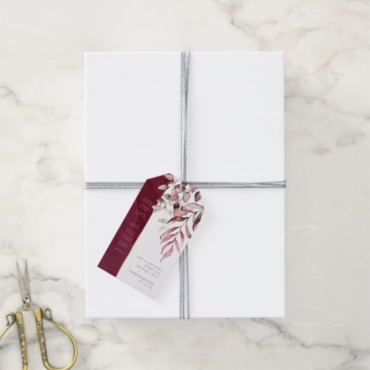 Dreamweaver Foliage Dank u V2 Burgundy ID817 Cadeaulabel (Met Touw)