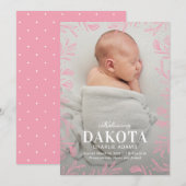 Dreamweaver Foliage Modern Baby Birth Announcement Feestdagenkaart (Voorkant / Achterkant)