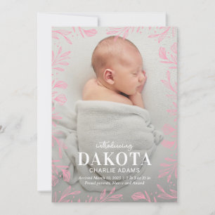 Dreamweaver Foliage Modern Baby Birth Announcement Feestdagenkaart