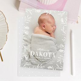 Dreamweaver Foliage Modern Baby Birth Announcement Feestdagenkaart