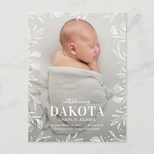Dreamweaver Foliage Modern Birth Announcement Brie Briefkaart (Voorkant)