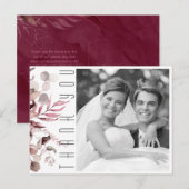 Dreamweaver Foliage Wedding Bedankt Burgundy ID817 Aankondigingskaart (Voorkant / Achterkant)
