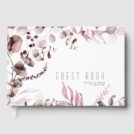 Dreamweaver Foliage Wedding Burgundy ID817 Gastenboek (Voorkant)