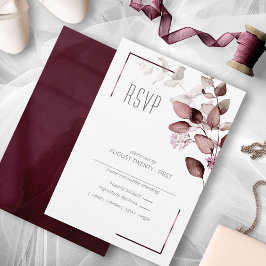 Dreamweaver Foliage Wedding Burgundy ID817 RSVP Kaartje