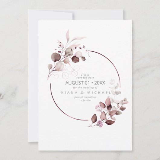 Dreamweaver Foliage Wedding Burgundy ID817 Save The Date (Achterkant)