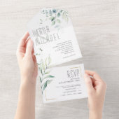 Dreamweaver Foliage Wedding Green ID817 All In One Uitnodiging (Afscheurbaar)