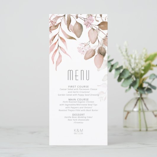 Dreamweaver Foliage Wedding V1 Blush Pink ID817 Menu (Staand voorkant)