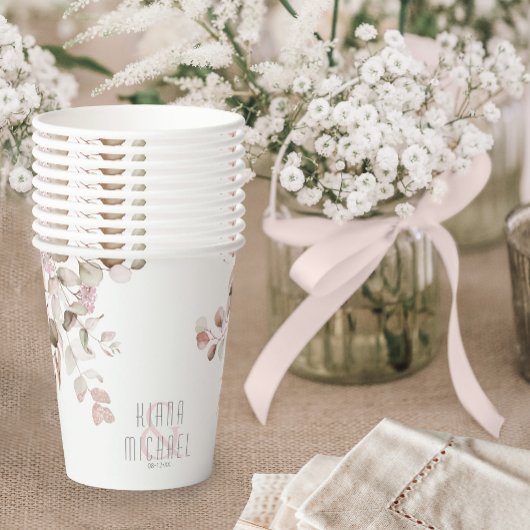 Dreamweaver Foliage Wedding V1 Blush Pink ID817 Papieren Bekers