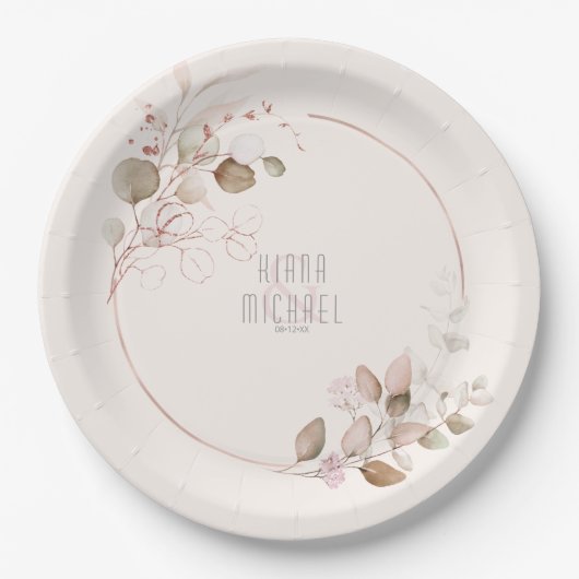 Dreamweaver Foliage Wedding V1 Blush Pink ID817 Papieren Bordje (Voorkant)