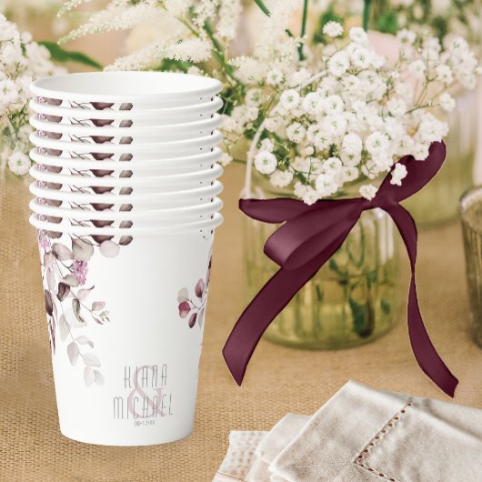 Dreamweaver Foliage Wedding V1 Burgundy ID817 Papieren Bekers