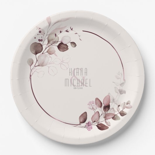 Dreamweaver Foliage Wedding V1 Burgundy ID817 Papieren Bordje (Voorkant)
