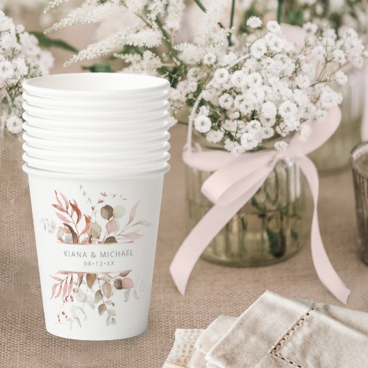 Dreamweaver Foliage Wedding V3 Blush Pink ID817 Papieren Bekers